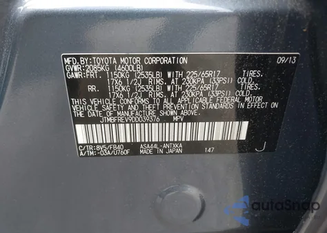 2013 Toyota Rav4 Le z USA, uszkodzony, nr VIN JTMBFREV9DD039376